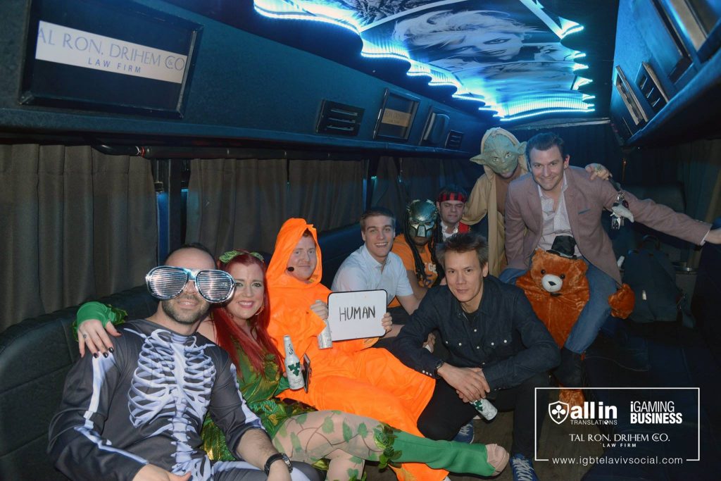 All-in celebration in a limousine 