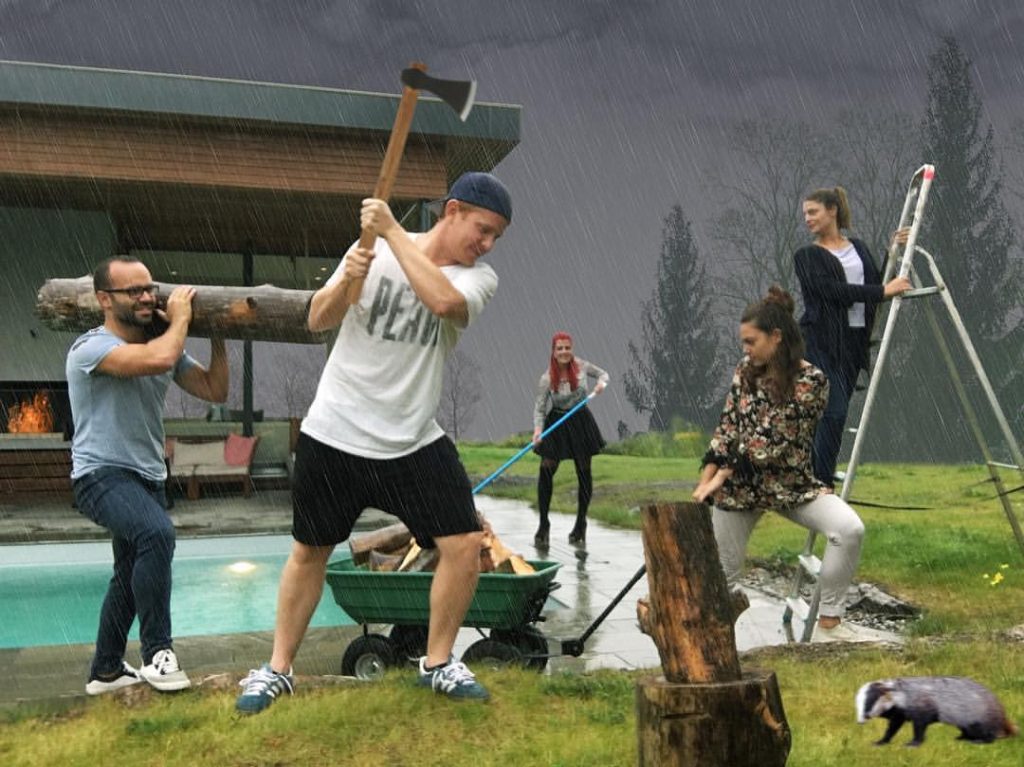 All-in team woodworking their way