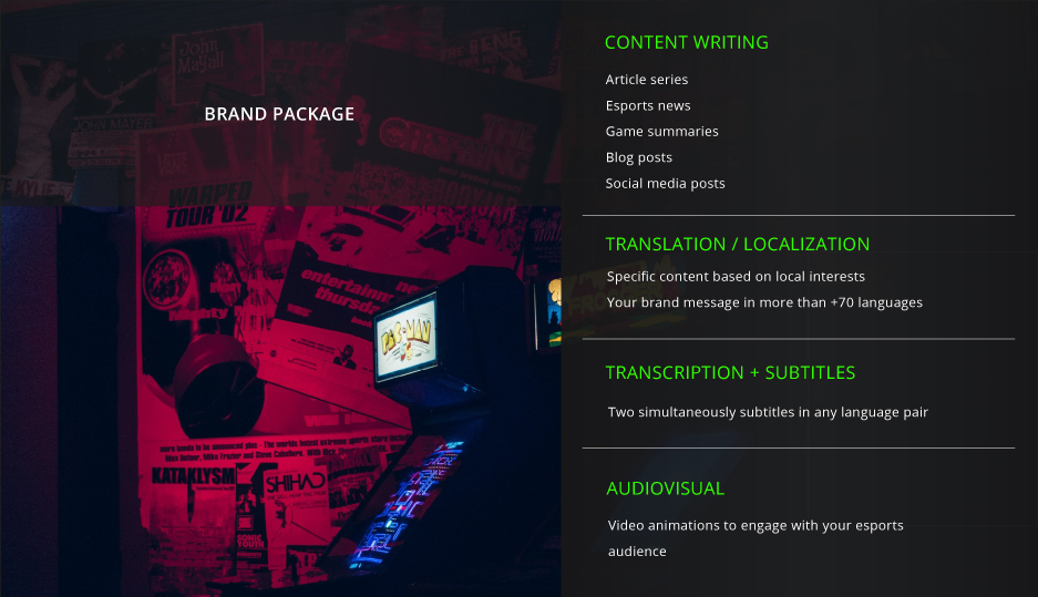 Esports package for brands by All-in Global