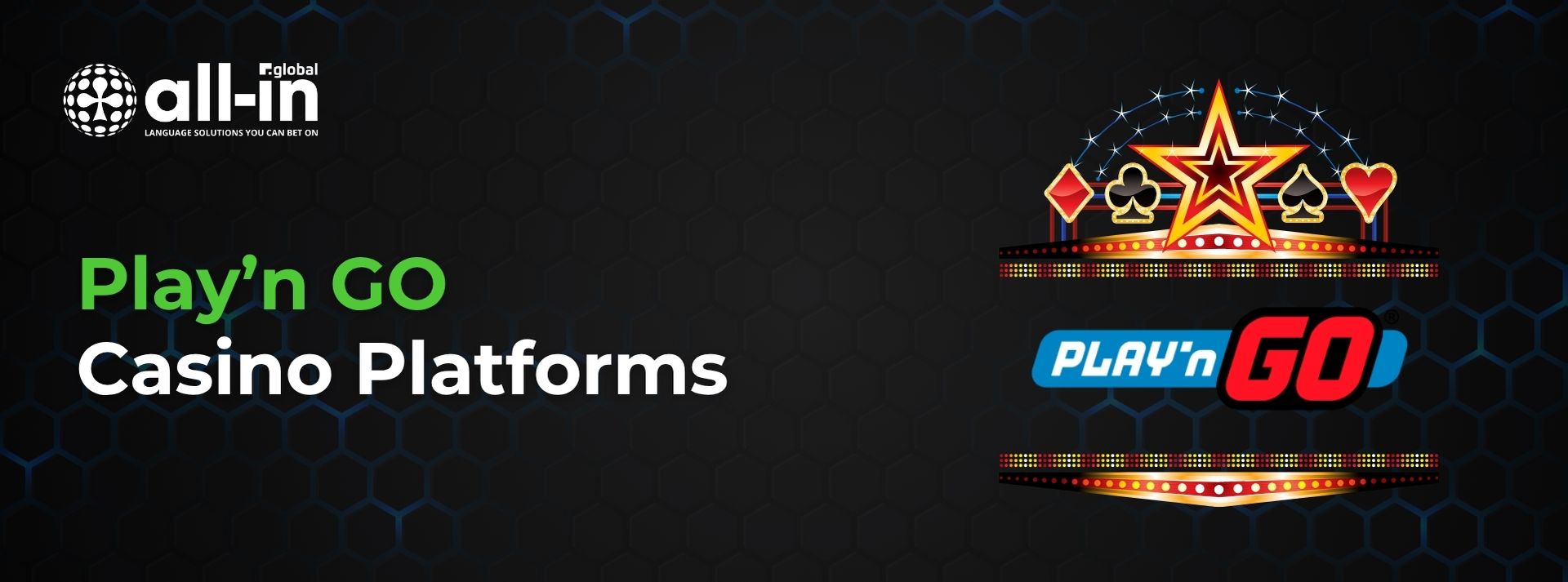 all in global banner with text "Play'n GO Casino Platforms" and showing casino games with Play'n GO logo