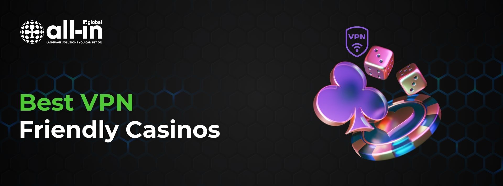 VPN friendly casinos banner with casino items and VPN symbol.